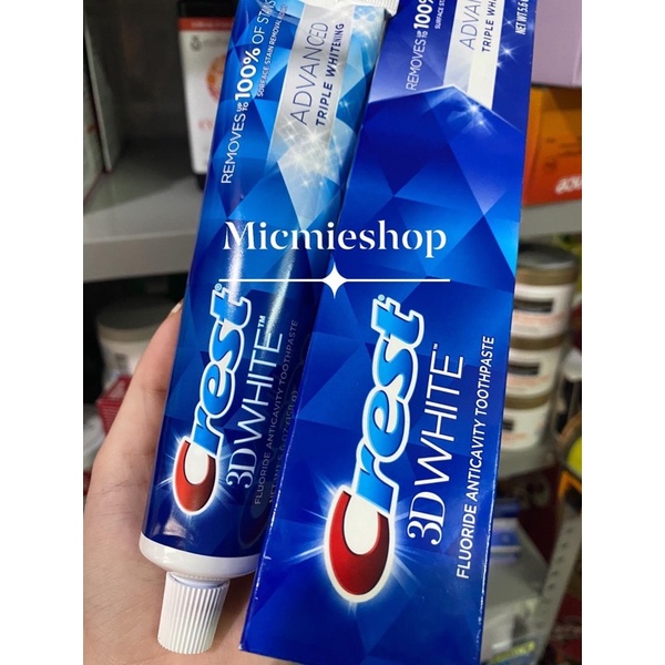 Kem đánh răng Crest 3D White Fluoride 12 hour stain prevention 158g Mỹ