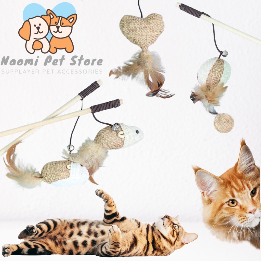 Đồ Chơi Que Gỗ Gắn Chuột Giả Cho Mèo Cưng