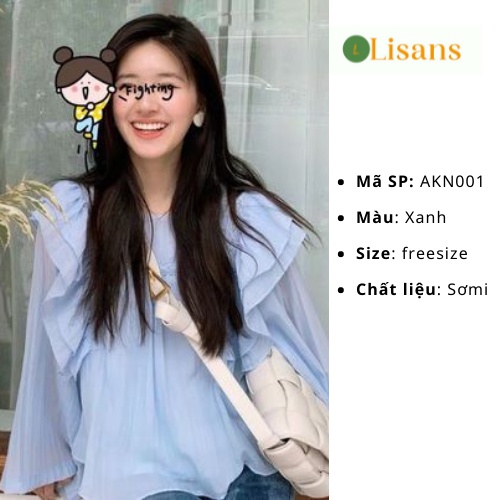 Áo kiểu nữ Hàn Quốc đẹp bánh bèo dài tay dễ thương cổ vuông tay phồng AKN001