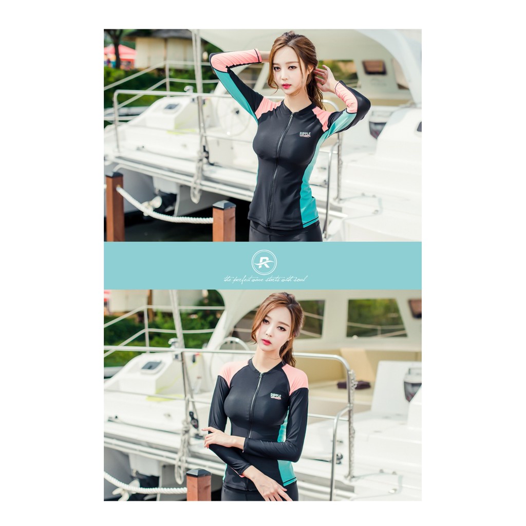 Đồ bơi dài tay Hàn Quốc áo khoác đen xanh hồng | BigBuy360 - bigbuy360.vn