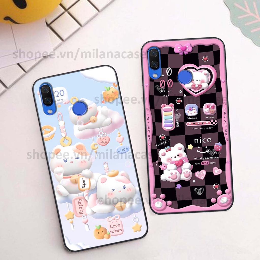 Ốp Huawei Nova 3 / Nova 3i hình đồng hồ icon gấu mèo cute cực dễ thương ngộ nghĩnh