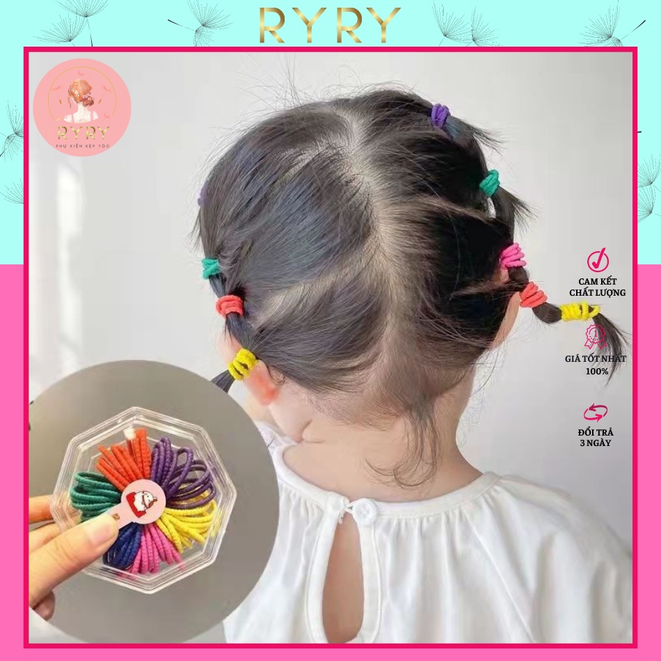 Set 60 dây buộc tóc, chun buộc tóc Hàn Quốc nhiều màu siêu xinh