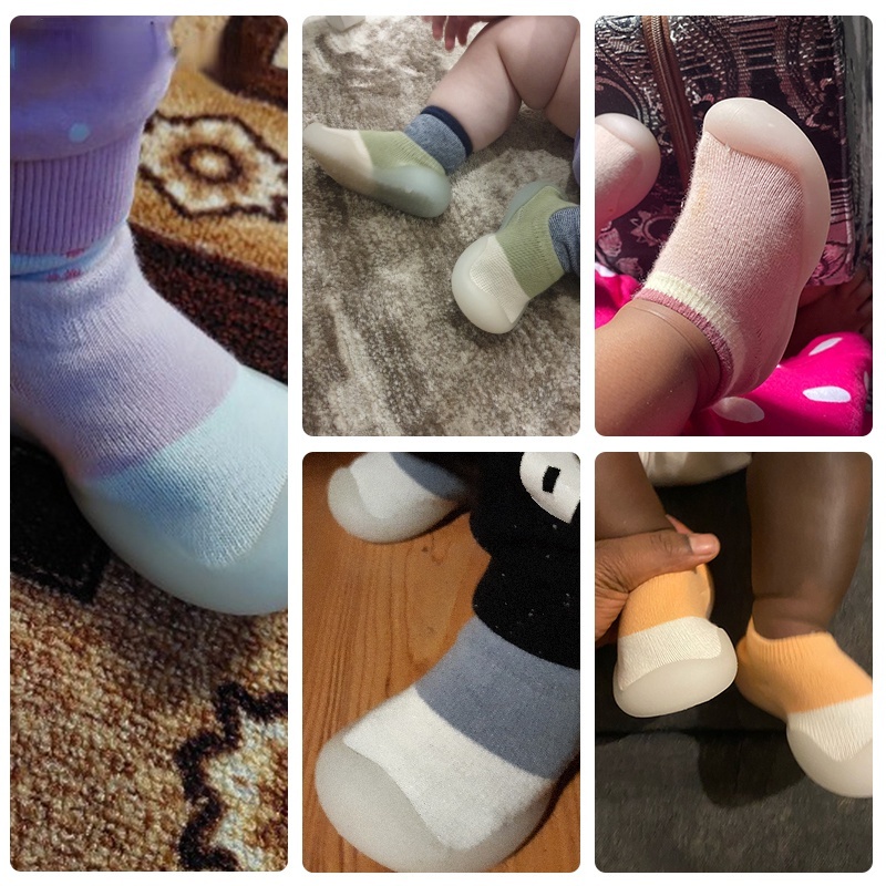 Giày Vớ Đế Mềm Phối Màu Dễ Thương Cho Bé Tập Đi