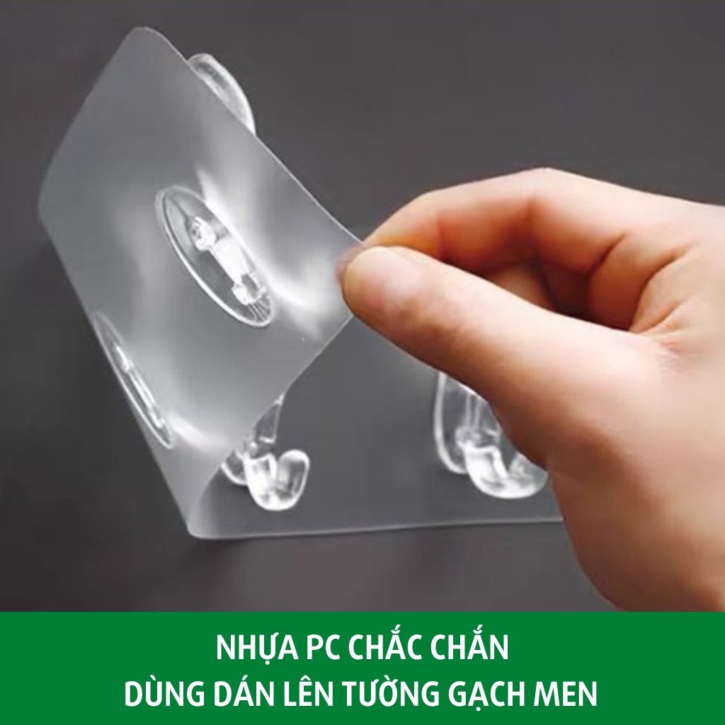 Móc dán tường treo quần áo siêu dính chịu lực trong suốt 6 chấu