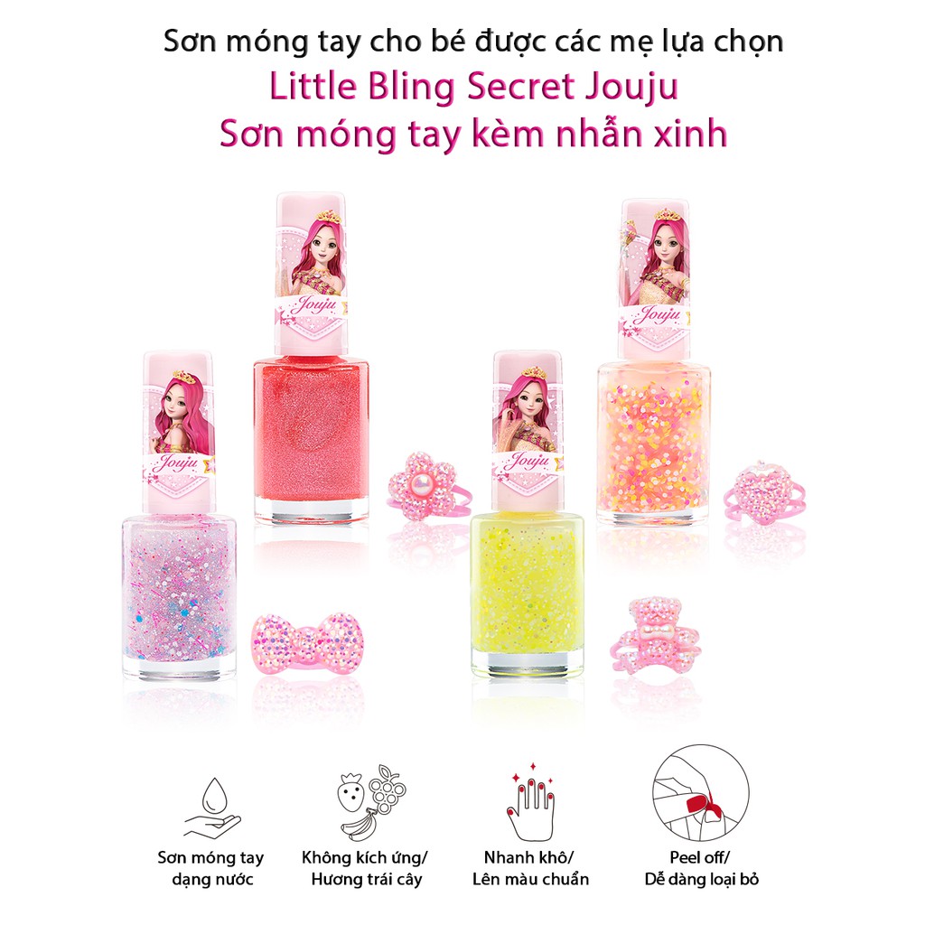 Set mỹ phẩm trang điểm cho bé Little Bling Secret Jouju Lip Crayon+ Ring Nail+ Mask Pack