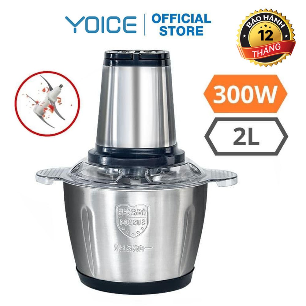 Máy xay làm giò chả, xay thịt, tỏi ớt Yoice công suất lớn 300W, tiện lợi cho gia đình, cửa hàng - XAY INOX YOICE