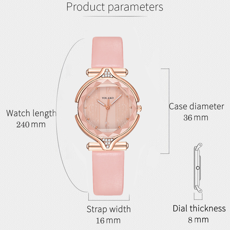 ZOLFA Elegant White Women Leather Watches Luxury Rhinestone Ladies Quartz Wristwatch Analog Clocks Exquisite Wrist Accessories Đồng hồ nữ