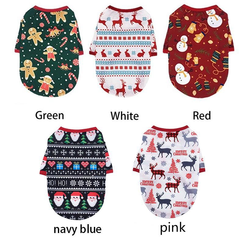 Áo Thun Cotton Giáng Sinh Thời Trang Cho Thú Cưng Dễ Thương
