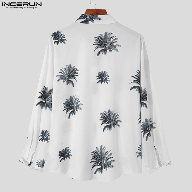 Áo sơ mi INCERUN tay dài in họa tiết phong cách xuân thu thời trang trẻ trung cho nam