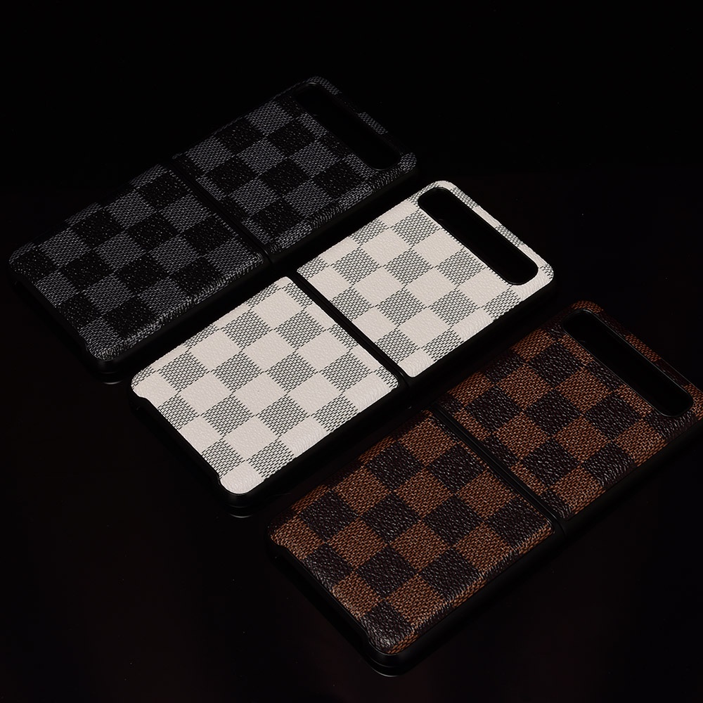 Ốp Điện Thoại Da Sọc Caro Chống Rơi Cho Samsung Galaxy Z Flip 5 4 3 2