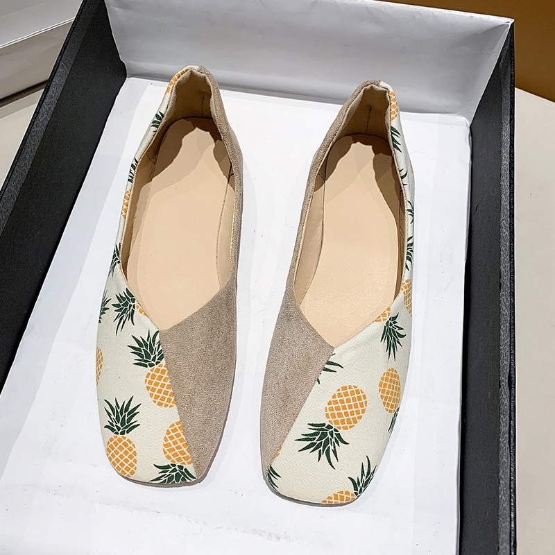 Giày búp bê IELGY đế mềm in họa tiết trái cây cho nữ