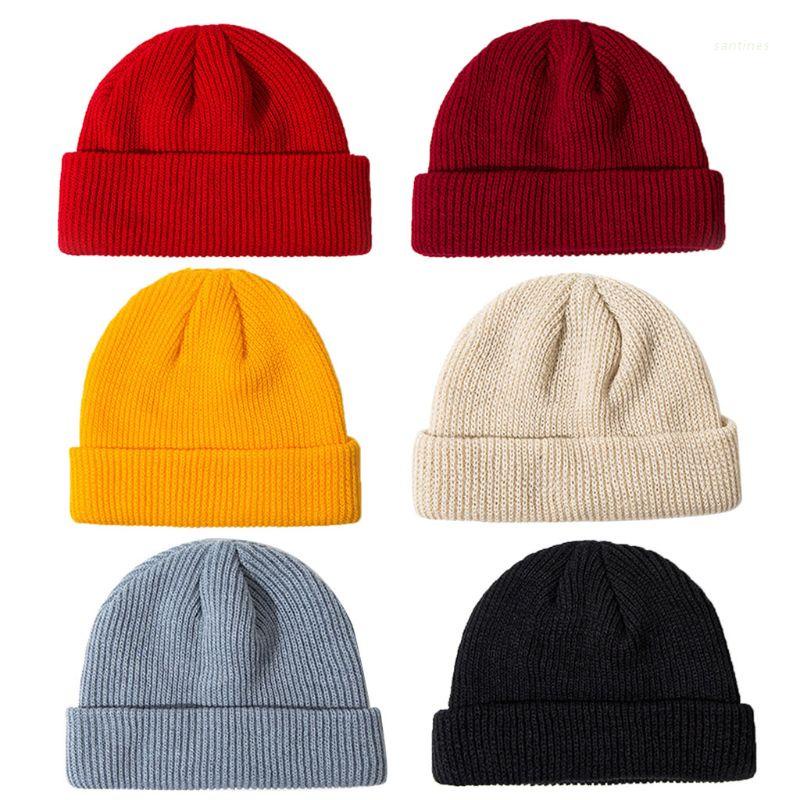 Mũ beanie Dệt Kim Màu Trơn Phong Cách Cổ Điển Thời Trang Mùa Đông Cho Nam Và Nữ 6 Màu Sắc