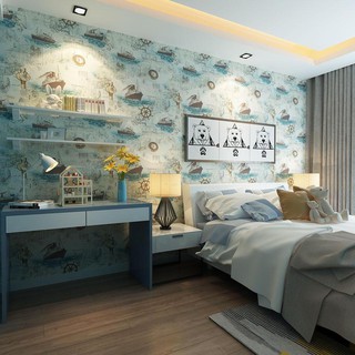 Giấy dán tường Hoạ tiết Thuyền Buồm và Biển Khổ 5M HPMWallpaper