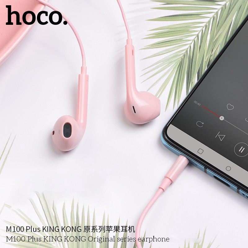 Tai nghe nhét tai Hoco M100 plus âm thanh Super Bass sử dụng Jack 3.5mm cho iPhone ( đen/trắng/hồng )