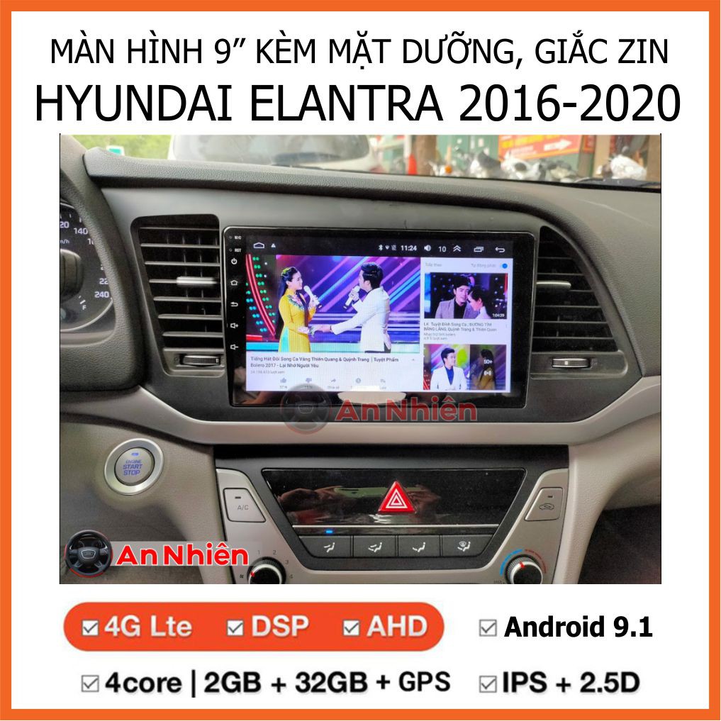 Màn Hình 9 inch Cho Xe HYUNDAI ELANTRA 2016 -2020  Chạy Android Tiếng Việt - Đầu Android Kèm Mặt Dưỡng ELANTRA