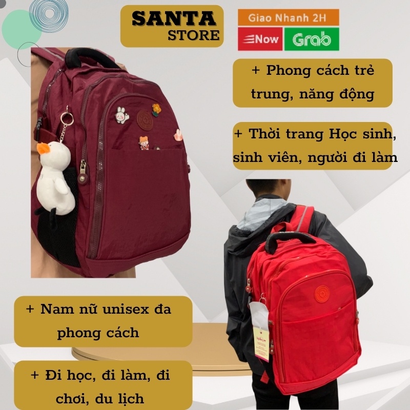 Balo vải du lịch thời trang SANTA STORE KL1839 cao cấp nhiều ngăn tiện ích đi học, du lịch phong cách Hàn Quốc