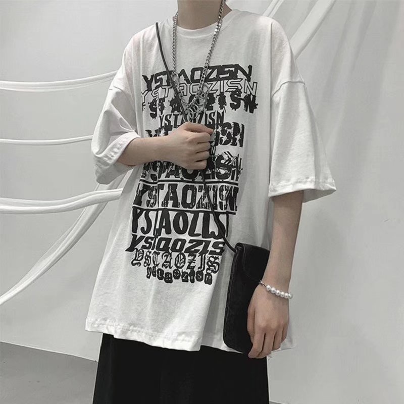 Áo Thun Tay Ngắn Dáng Rộng In Họa Tiết Phong Cách Hip Hop Hàn Quốc Thời Trang Mùa Hè Cho Nam