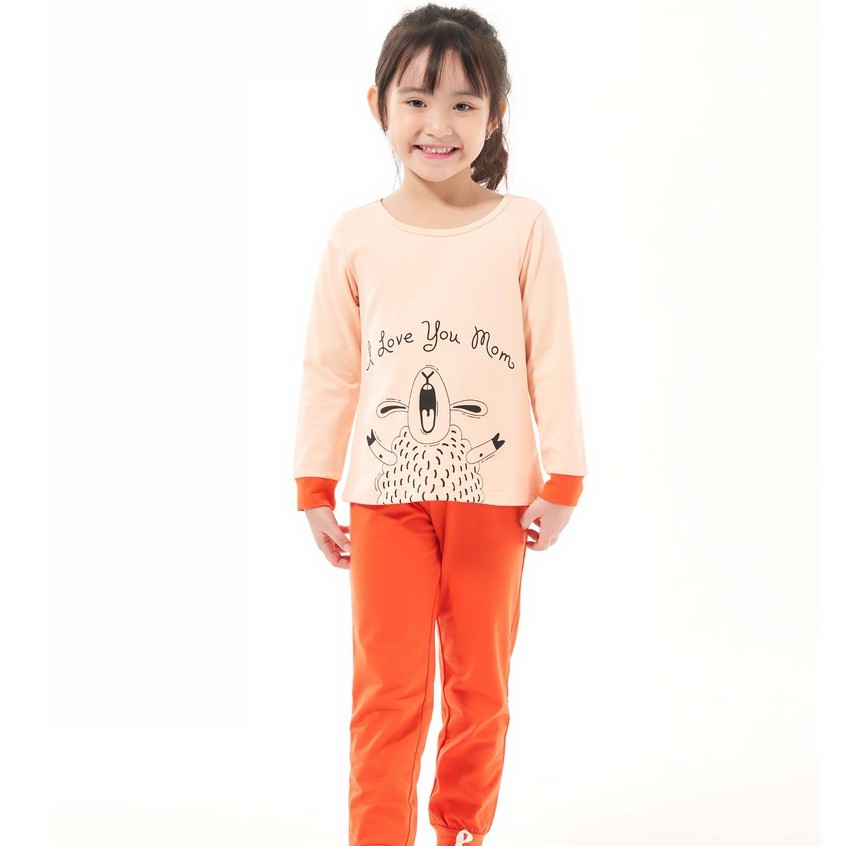 Bộ bé gái tay dài từ 1 đến 8 tuổi chất thun cotton in hình cừu dễ thương thời trang cao cấp Beddep Kid Clothes GB37