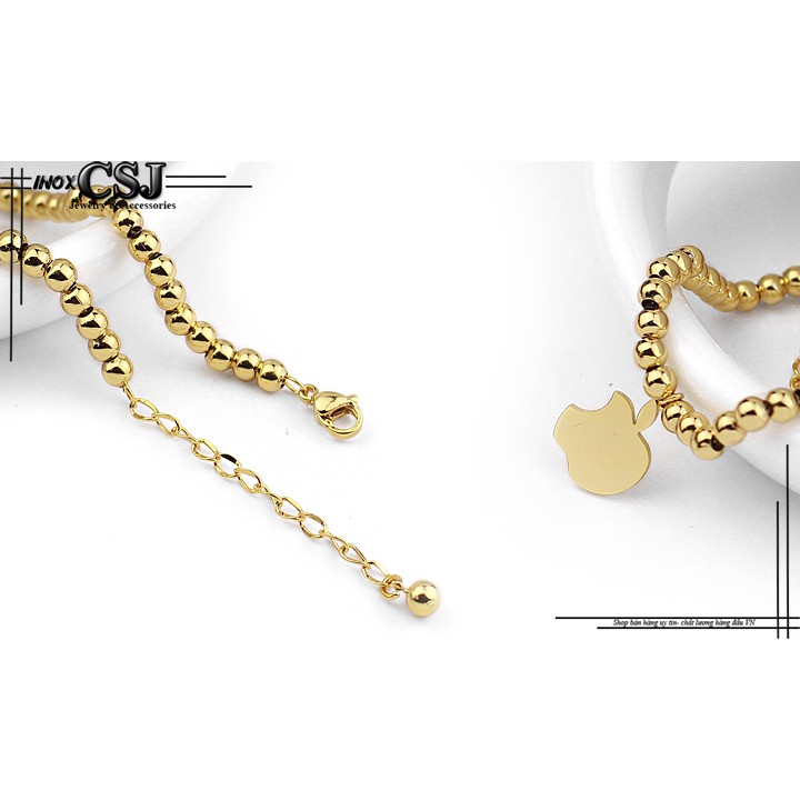 Lắc tay bi tròn gắn trái táo apple xinh xắn