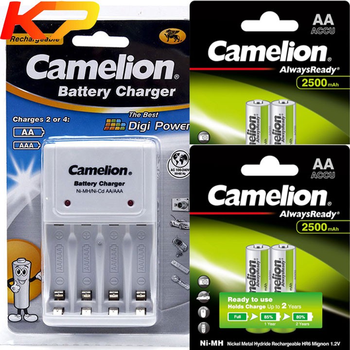 Máy sạc pin AA, AAA Camelion BC-1010B kèm 4 pin sạc AA 2500mAh AlwaysReady