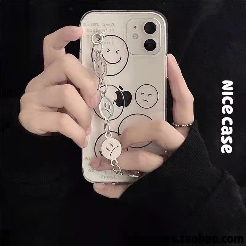Ốp Điện Thoại Trong Suốt In Hình Mặt Cười Có Vòng Tay Cho Iphone X / Xs / 8Plus 7 / XR 12 / 11pro Max