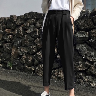 Quần tây baggy big size 9 tấc màu đen lai lật size 70-95kg