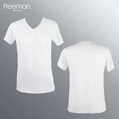 Áo thun nam Freeman, cổ tim tay ngắn, chất liệu cotton thoáng mát TSF315