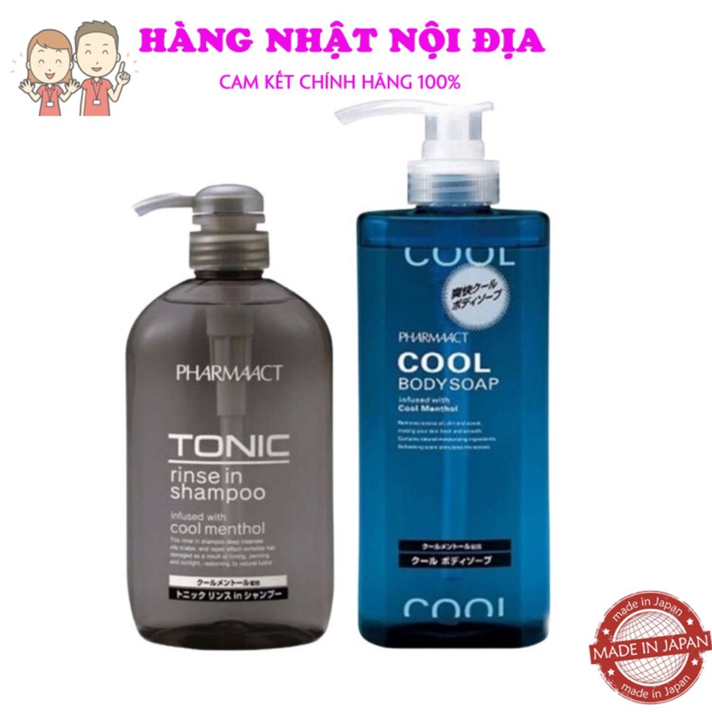 Dầu gội sữa tắm cho nam PHARMAACT COOL TONIC Nhật Bản 600ml