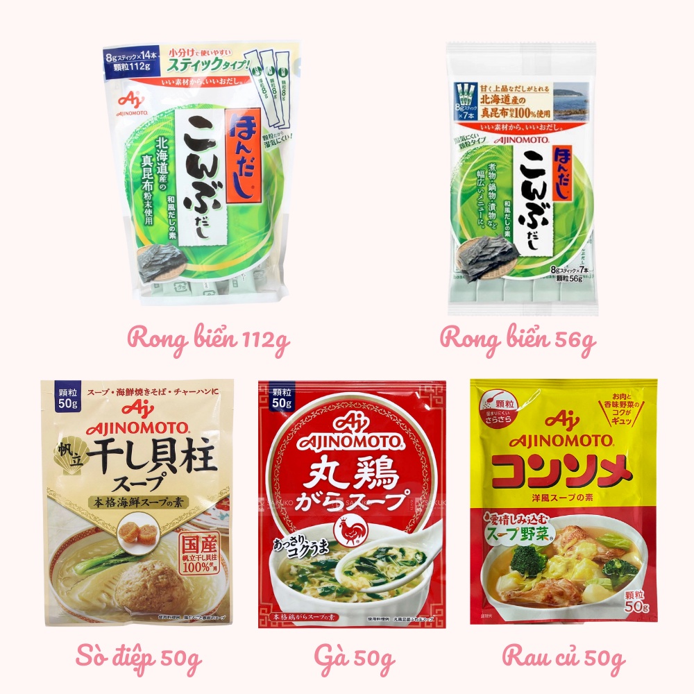 Hạt Nêm Ăn Dặm Ajinomoto Nhật Rong Biển/gà/sò Cho Bé 6 Tháng Đến 1 Tuổi
