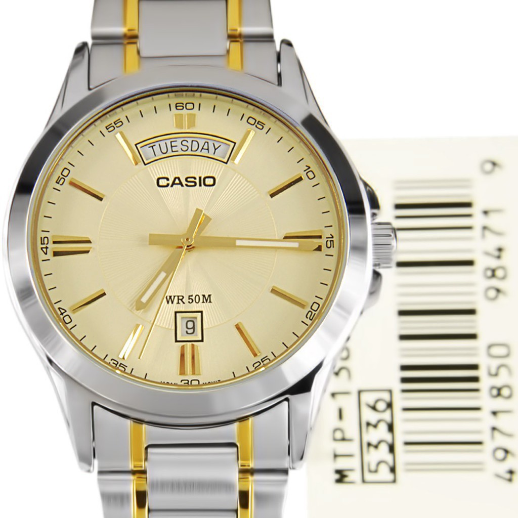 New Đồng hồ nam Casio MTP-1381G-9AVDF Chính hãng - Dây kim loại - Mặt nên vàng