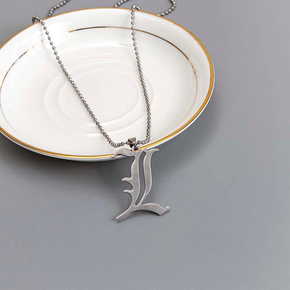 Vòng cổ inox mặt chữ L đúp Anime Death Note trang sức hip hop Âu Mỹ Punk cho nam nữ