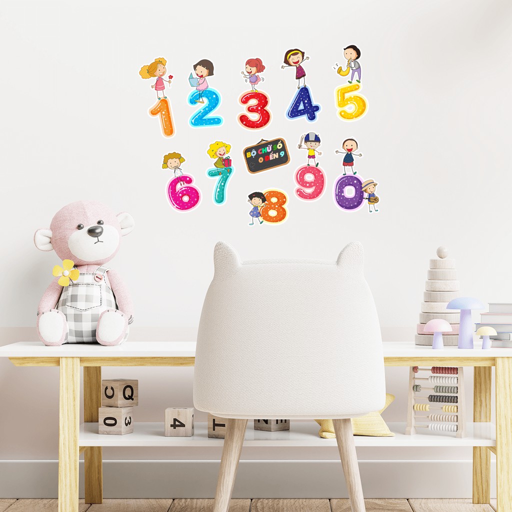 Decal Bảng Chữ Số Từ 0 đến 9 Dễ Thương 𝑭𝒓𝒆𝒆𝒔𝒉𝒊𝒑 Decal Dán Số Cho Bé Màu Sắc Nét, Chống Nước, Cắt Sẵn