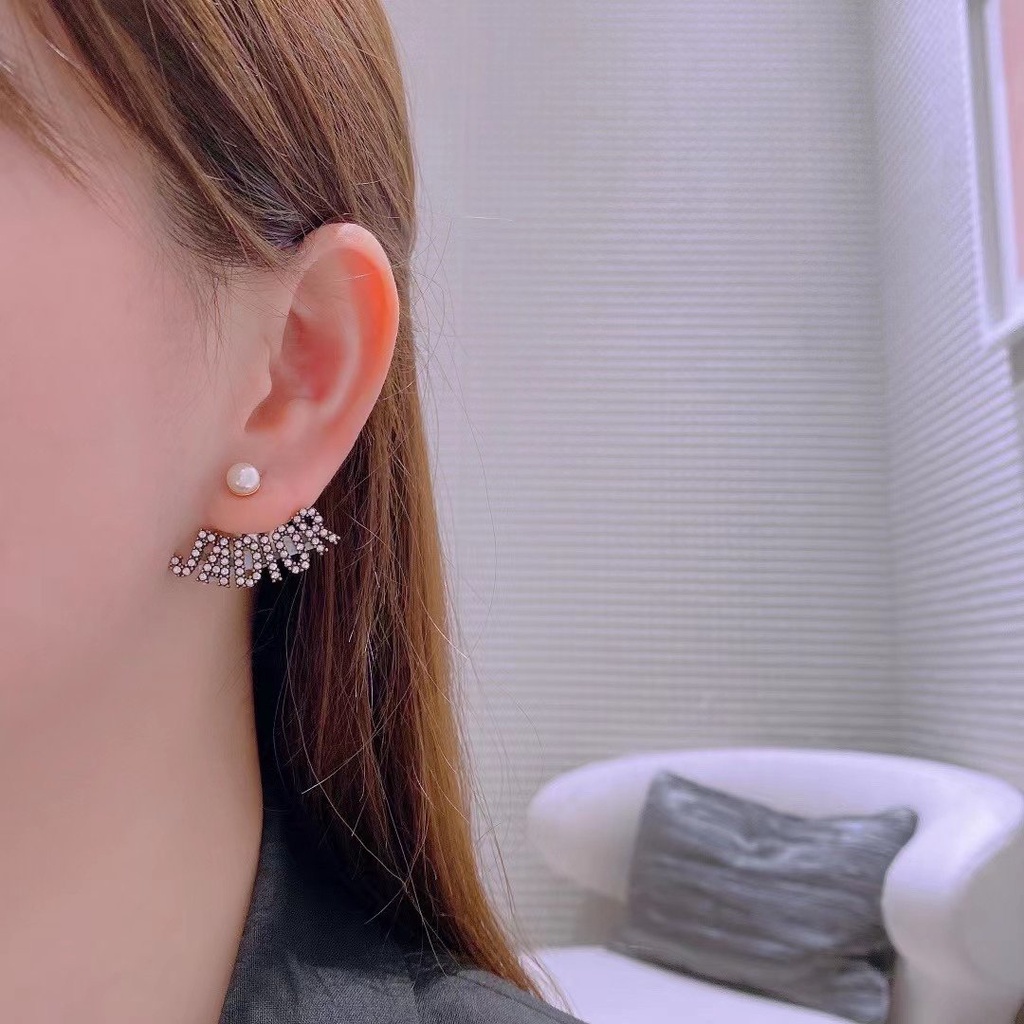 Khuyên Tai Tròn Khắc Chữ Dior Bằng Thép Titanium Thời Trang Cho Nữ