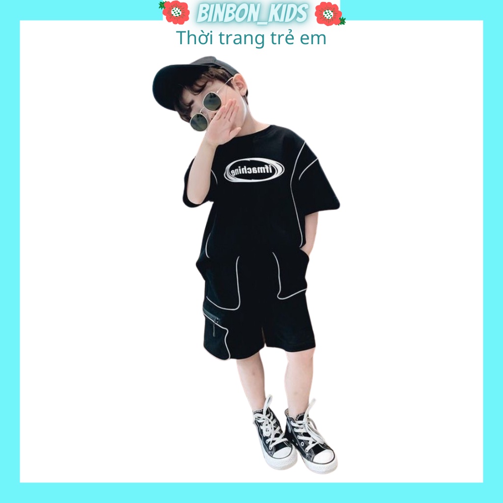 Đồ bộ hè thể thao bé trai Binbon-kids,  quần áo bé trai QATET02 chất cotton mềm cho bé từ 6-27kg