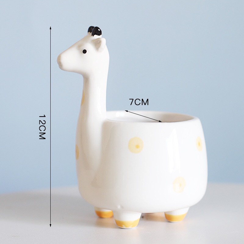 BỂ VỠ 1 ĐỔI 1- Chậu Hình Con Hươu Cao Cổ Mini Trồng Cây Để Bàn