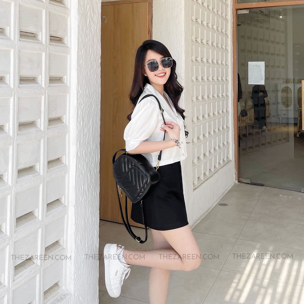 [Mã WASKT304 giảm 15% tối đa 30K đơn 99K] ÁO SƠ MI CROPTOP CỔ NHỌN ZAREEN SOM47 | BigBuy360 - bigbuy360.vn