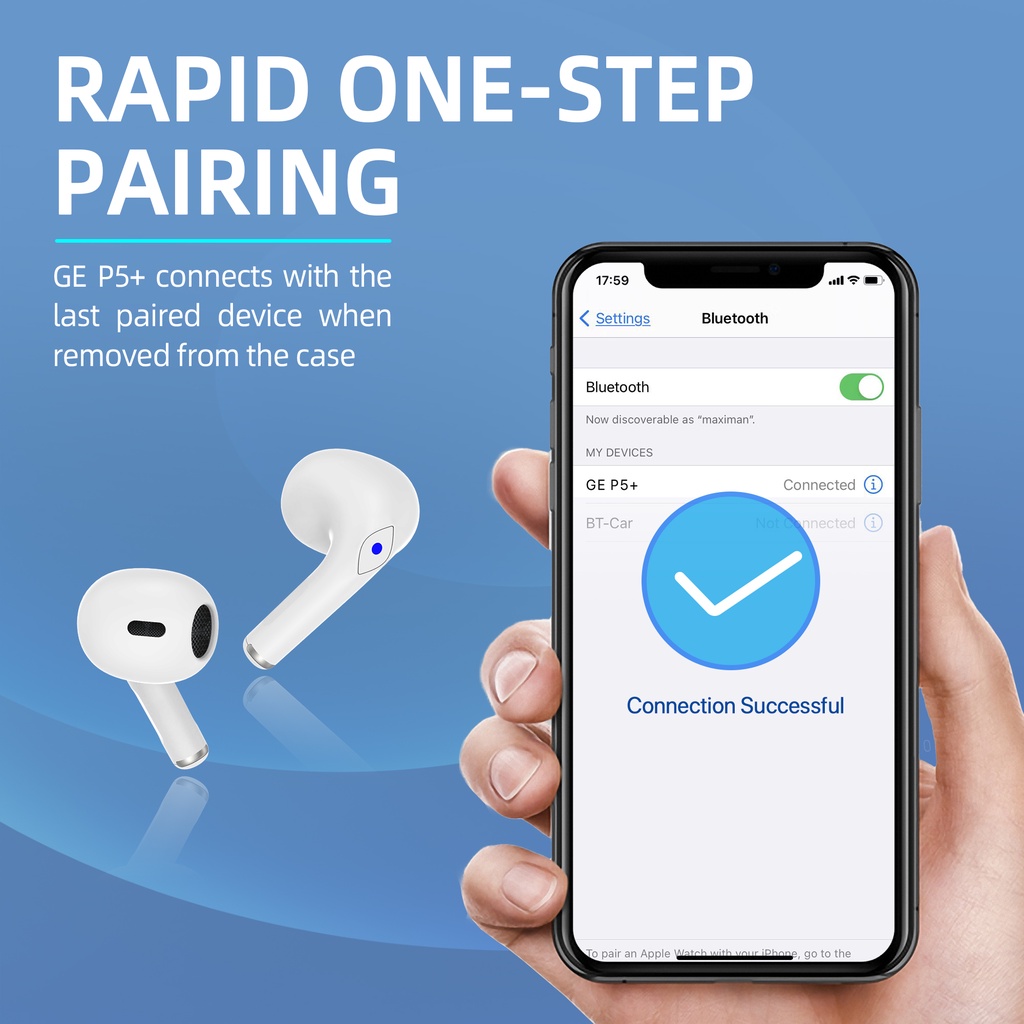Tai Nghe Nhét Tai GE P5 TWS ENC Kết Nối Bluetooth 5.3 Chống Ồn Và Phụ Kiện