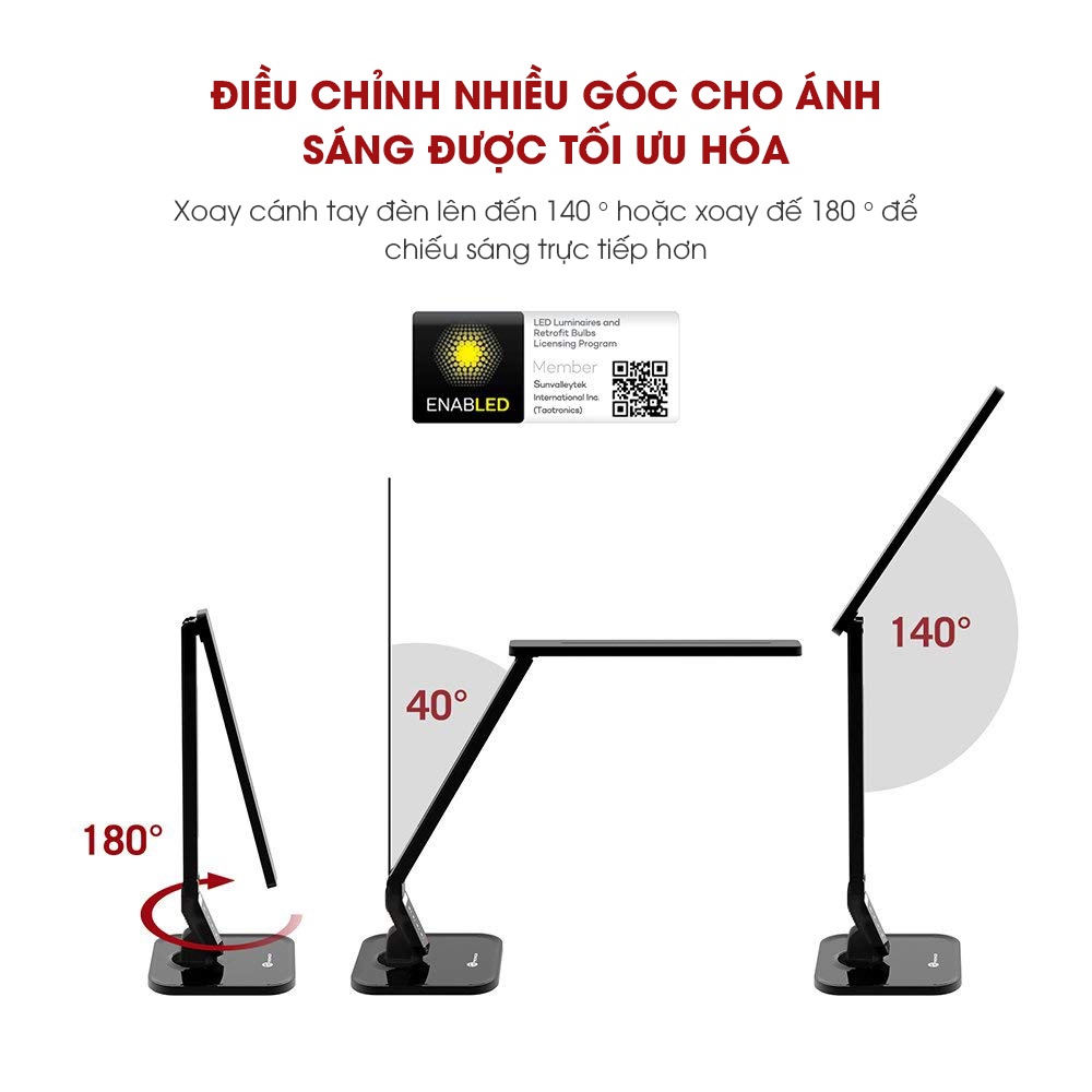 Đèn Led Chống Cận Taotronics TT-DL01 14W  Bảo Hành 24 tháng, 4 Chế Độ Màu, 5 Mức Sáng, Hẹn Giờ Tắt