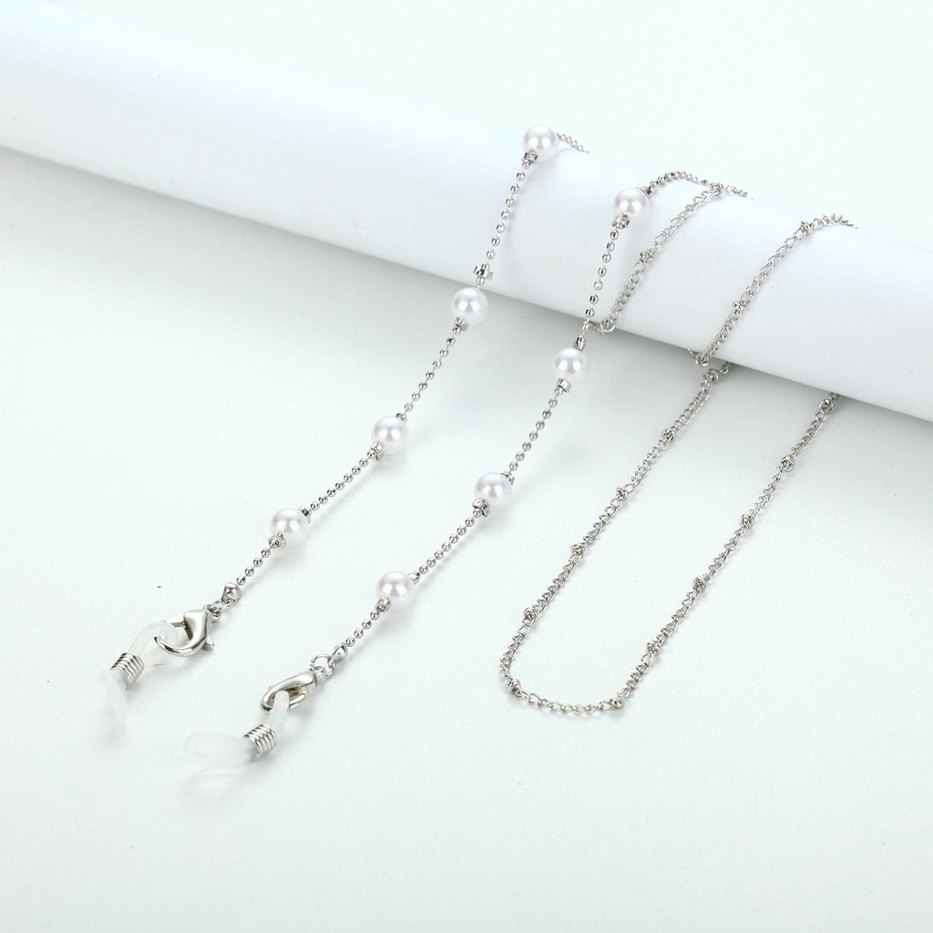 Dây đeo gắn mắt kính bằng kim loại đính ngọc trai nhân tạo thời trang