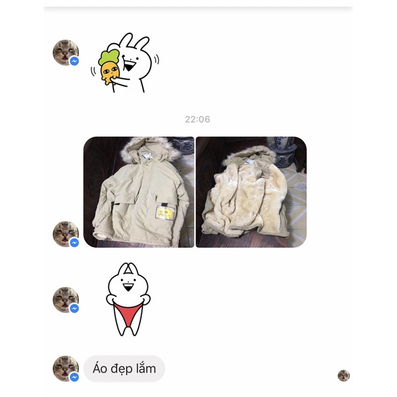 Áo khoác phao unisex nam nữ lót lông chuột mũ lông dáng rộng có Bigsize siêu cấp dày