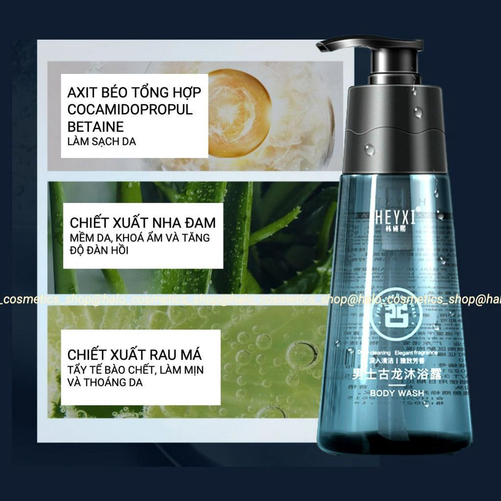 Sữa tắm nam Heyxi hương nước hoa thơm lâu kháng khuẩn ngừa mụn lưu hương tạo bọt cao cấp