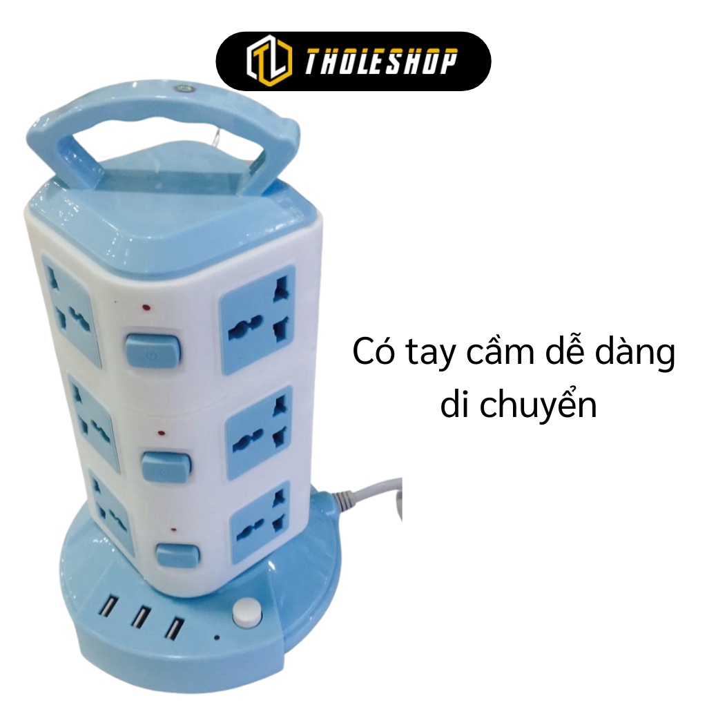 Ổ Cắm Điện - Ổ Điện 3 Tầng 12 Ổ Cắm, 3 Cổng USB, Dây Dài 2m Có Tay Cầm Tiện Lợi  3504