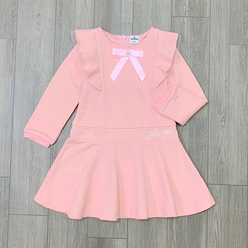 Váy nỉ hồng đính nơ Jelispoon