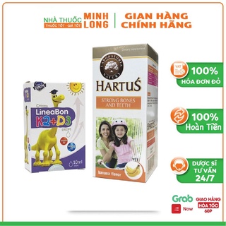 Combo lineabone k2 d3 và hartus canxi, bổ sung canxi, vitamin k2 d3