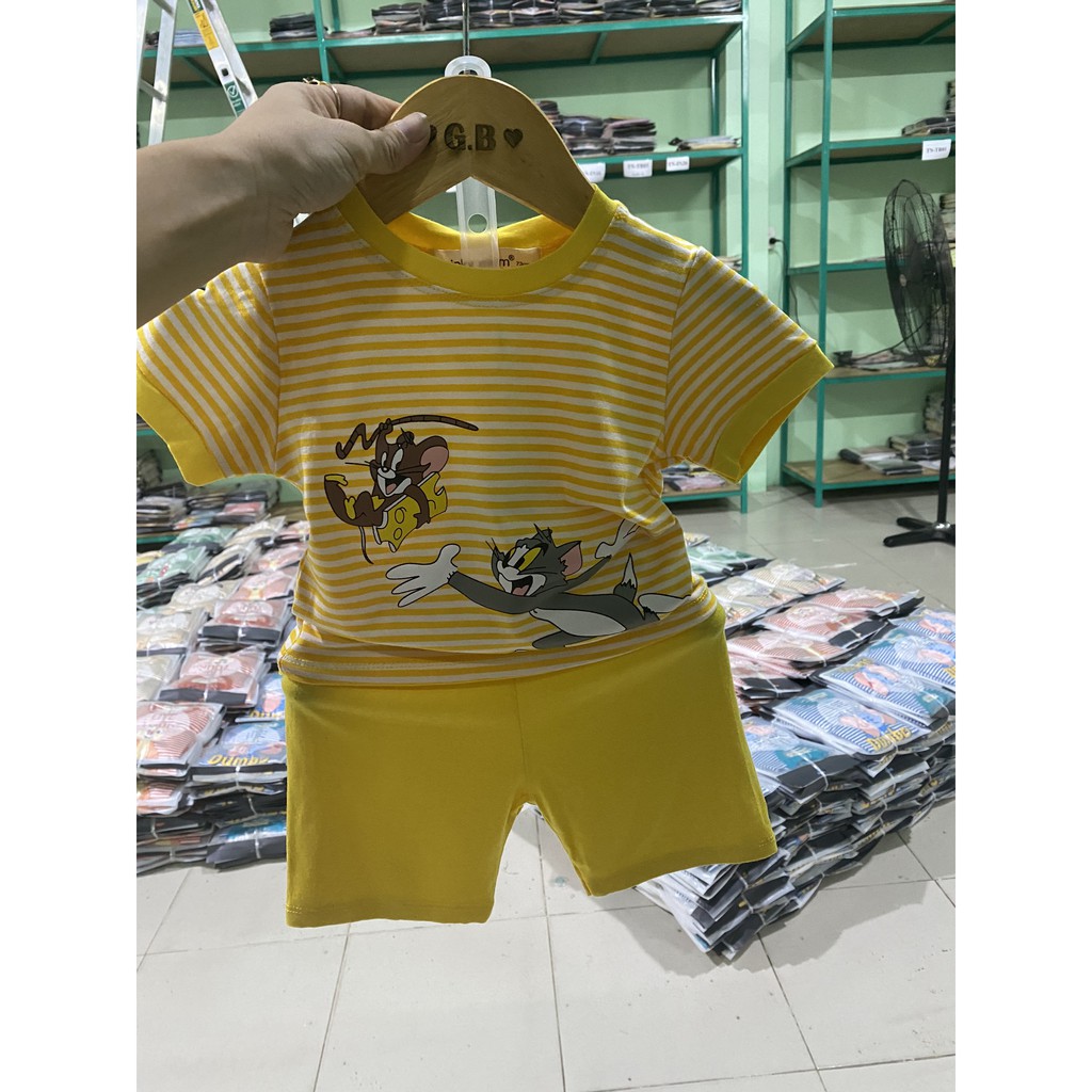 Bộ Cộc Kẻ Cotton Hàng Minky Mom Phiên Bản Hoạt Hình HOT 2021 Unchi Store (QATE269)