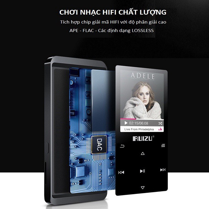 Máy Nghe Nhạc LOSSLESS RUIZU D02 16GB CAO CẤP TĂNG GÓI QUÀ