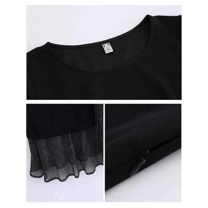 D5252 - Đầm suông dài tay phối ren cho người mập hàng nhập - giá 660k