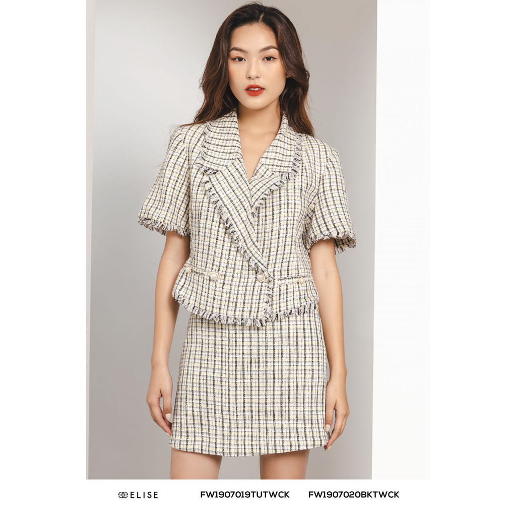 [Mã FAMALLT5 giảm 15% đơn 150k] Vest dạ kẻ cúc thiết kế thiết kế Elise | BigBuy360 - bigbuy360.vn