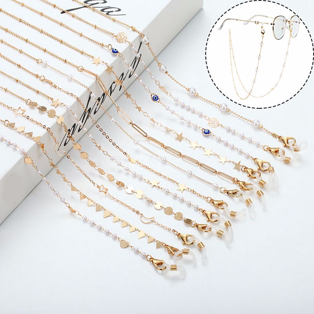 Dây đeo mắt kính chống thất lạc bằng hợp kim đính hạt ngọc trai đơn giản xinh xắn cho nữ