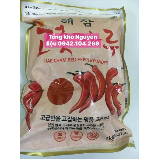Ớt Bột Hàn Quốc Cánh Mịn gói 1kg chuyên dùng trong đồ Hàn